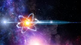 Atom in space as concept of science technology energy